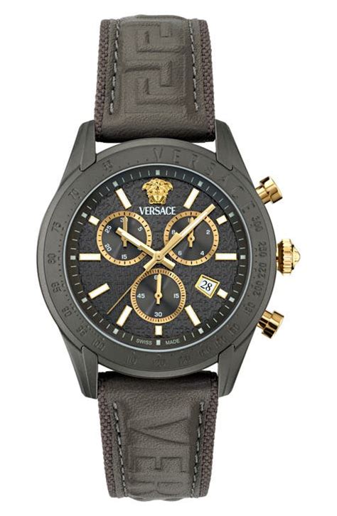 Versace Master Chronograph Leather Strap Watch, 44mm